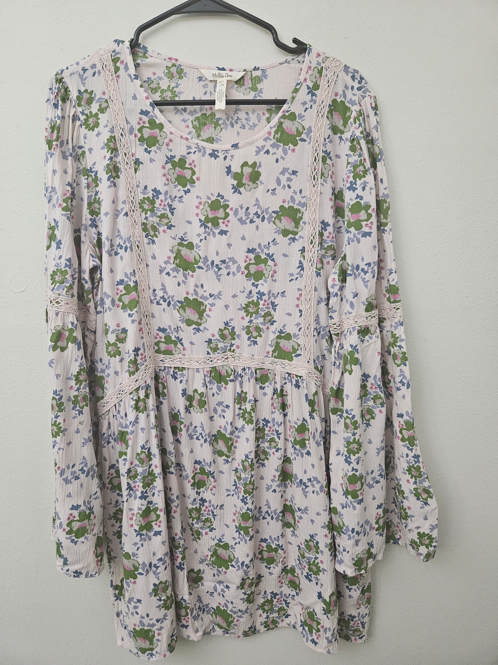 Matilda Jane Women’s Like A Lady Pink Floral Boho Feminine Tunic Top Size Large